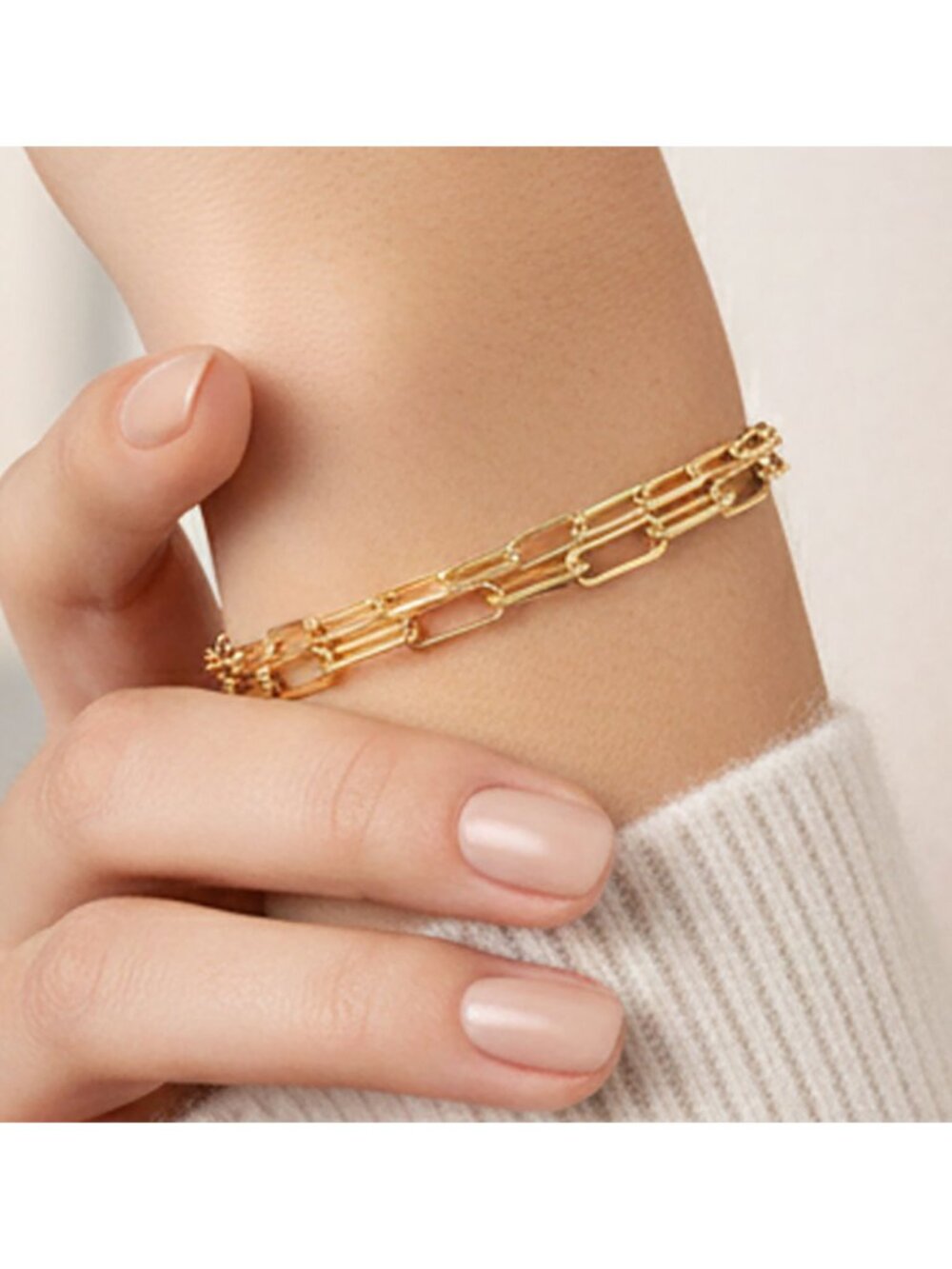 Tigerstars Gold Double Layered Paperclip Chain Bracelet
